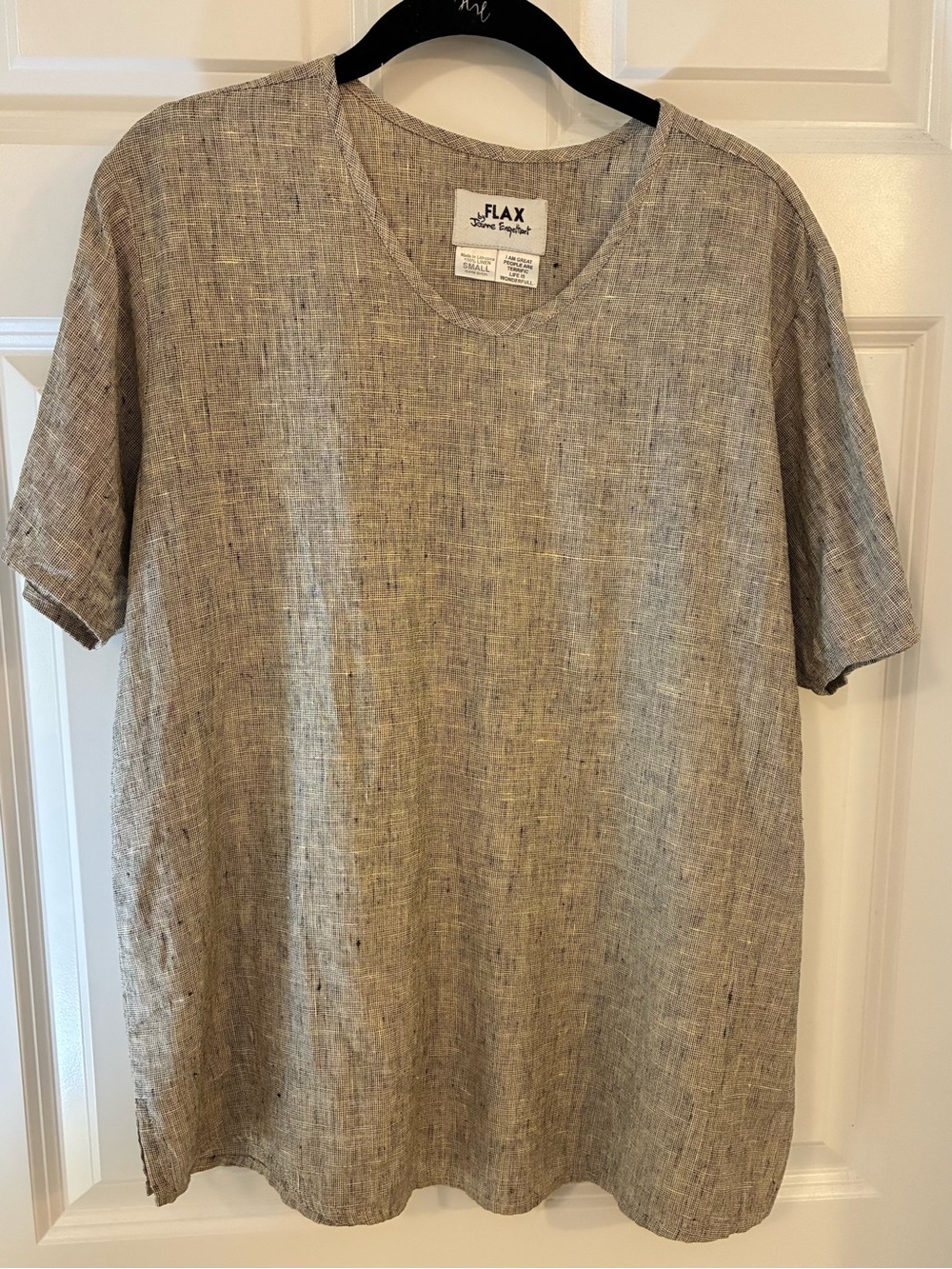 Flax Natural Linen Short Sleeve Shirt S